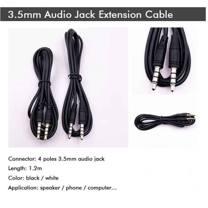 Stock Male to Male 3.5mm 4 Poles Stereo Jack Microphone Audio Extension Cable for Earphone Computer Speaker 1