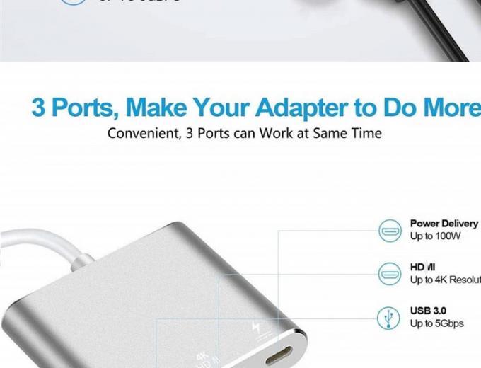 3 in 1 PD Charging 4K 1080P USB Type C OTG Docking Station Hub Adapter 1