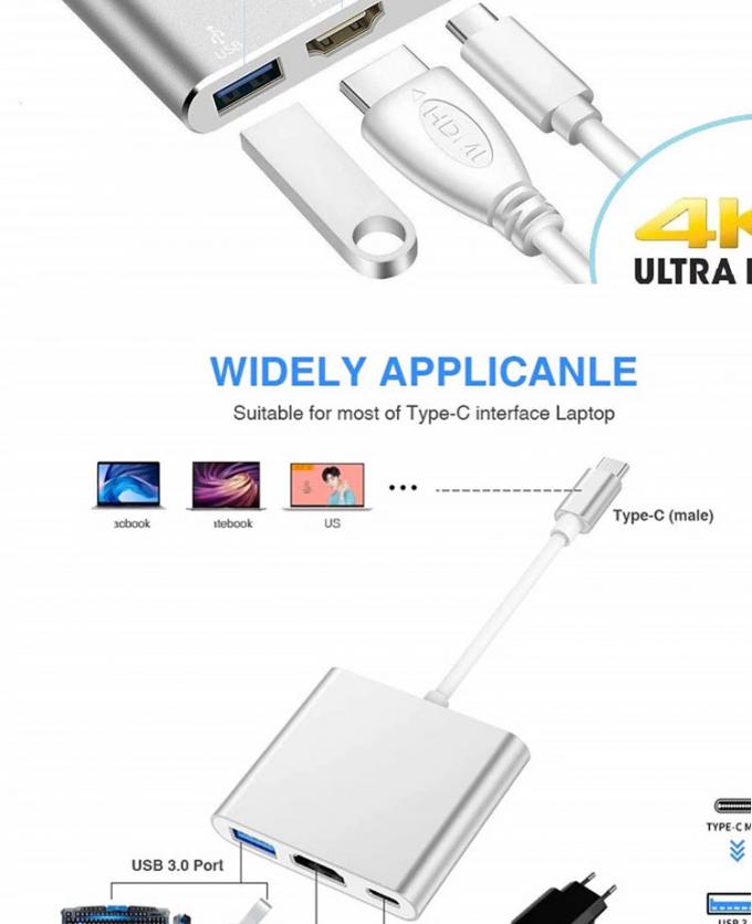 3 in 1 PD Charging 4K 1080P USB Type C OTG Docking Station Hub Adapter 2