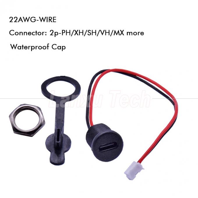 Waterproof Cap USB Type C Female Socket Jack to 2 Pin PH 2.0 XH 2.54  SH1.0  VH ZH MX Connector Cable 0