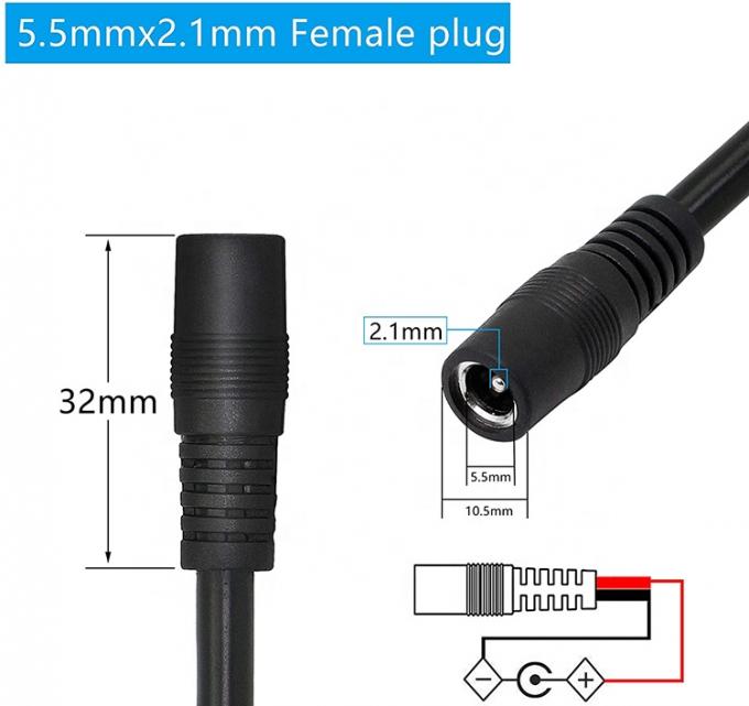 12V DC Barrel Jack 5.5x2.1mm 5.5x2.5mm 3.5x1.35mm Male Female Socket to Open Pigtail DC Power Cable 3