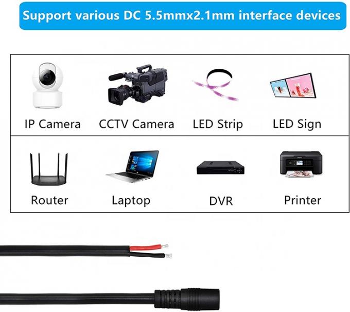12V DC Barrel Jack 5.5x2.1mm 5.5x2.5mm 3.5x1.35mm Male Female Socket to Open Pigtail DC Power Cable 5