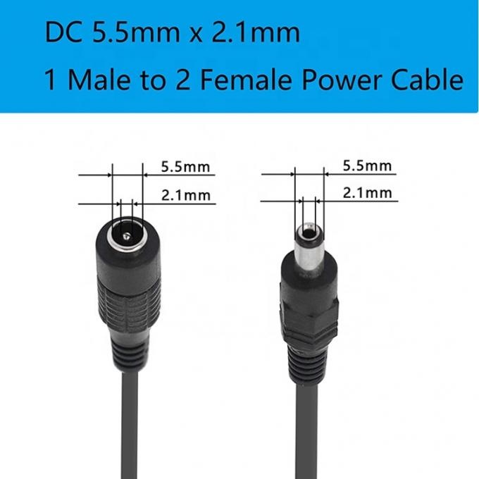 1 to 2 ways 1 Female to 2 Male 5.5x2.1 mm DC Power Supply Splitter Cable for CCTV Camera  Led Strip 2