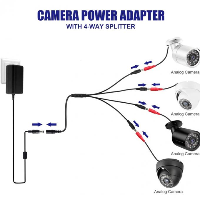 1 to 4 ways 1 Female to 4 Male 5.5x2.1 mm DC Power Supply Splitter Cable for CCTV Camera LED 5