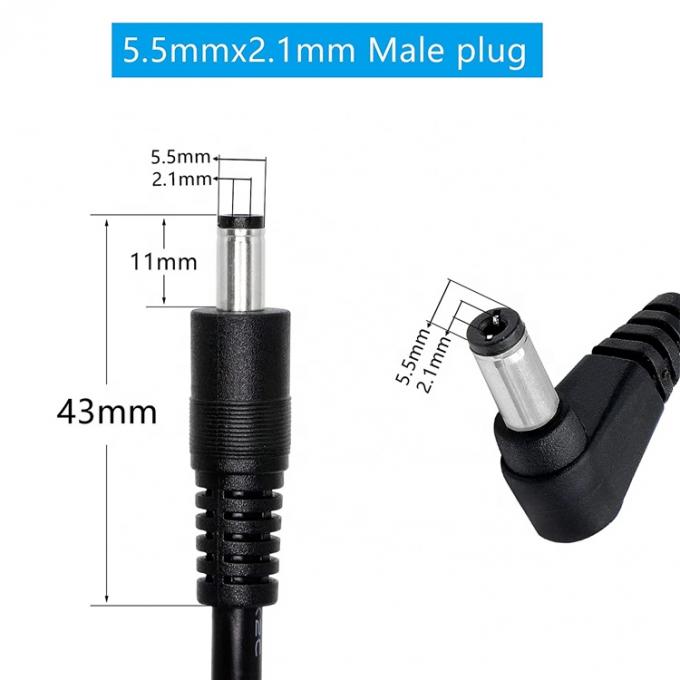90 Degree Right Angle Male to Straight Male 5.5x2.1mm Barrel Jack DC Power Extension Cable 2