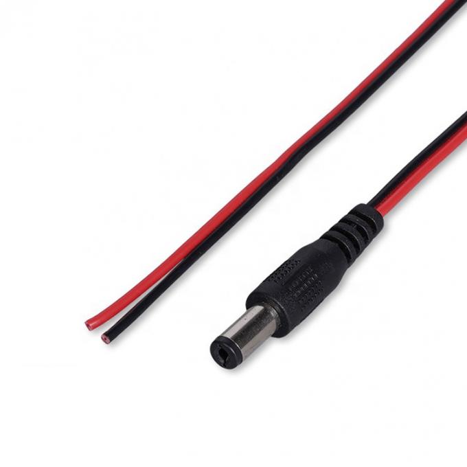 Red Black DC Male 5.5x2.1mm Barrel Jack to Stripped Open Bare End Tinned Wire Cable 3