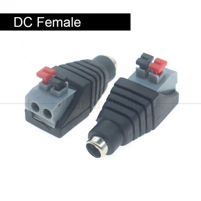 5V 12V Solderless Press Button DC 5.5*2.1mm Male Female Barrel Jack to 2p Wires Cable Cable Connector for LED Strip Camera 0