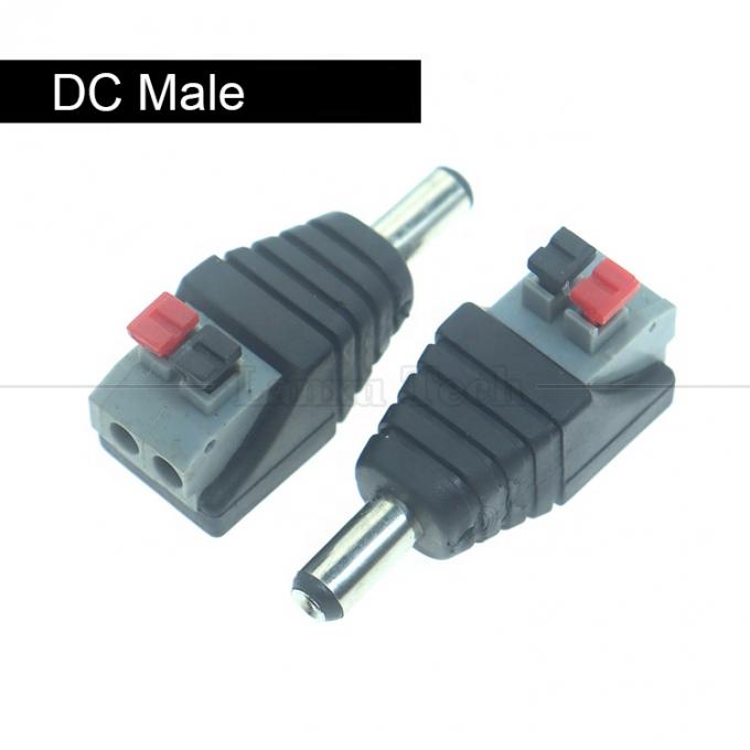 5V 12V Solderless Press Button DC 5.5*2.1mm Male Female Barrel Jack to 2p Wires Cable Cable Connector for LED Strip Camera 1