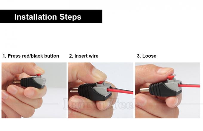 5V 12V Solderless Press Button DC 5.5*2.1mm Male Female Barrel Jack to 2p Wires Cable Cable Connector for LED Strip Camera 6