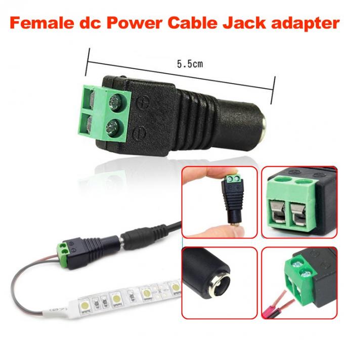 Solderless 12v 24v 5.5x2.5mm 5.5x2.1mm Female DC Power Plug Connector Jack Adapter for CCTV Camera Led Strip Lights 1