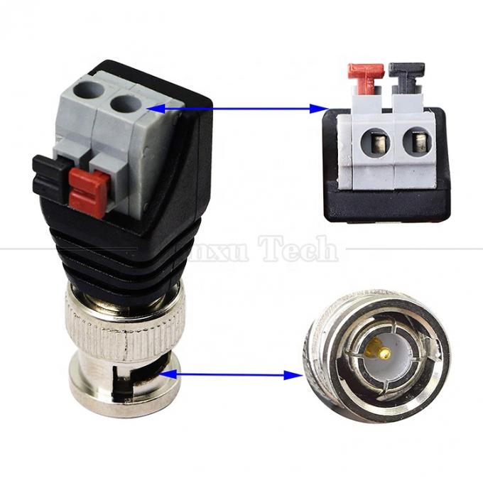 Solderless Screw Terminal 2 Pin Press Button BNC Male Female Connector Power Adapter  for CCTV Camera 3