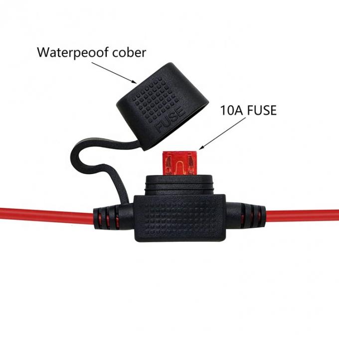10A Fuse DC Jack 5.5x2.1mm to SAE Plug Power Extension Cable for Motorcycle Solar Panel Charger 2