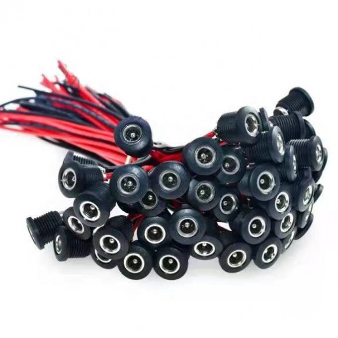 Panel Mount Threaded DC Socket Female Jack 5.5x2.1mm to 2 Wires Open Pigtail End Cable 8