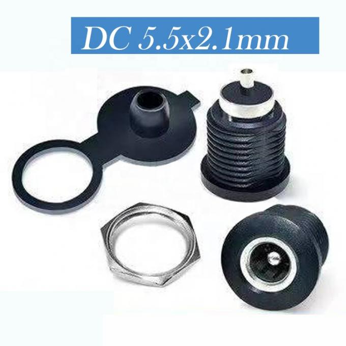Panel Mount Threaded DC Socket Female Jack 5.5x2.1mm to 2 Wires Open Pigtail End Cable 6