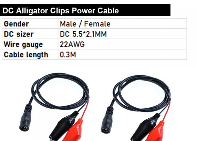 30cm DC 5.5x2.1mm Male Female to Dual Alligator Clips Power Supply DC Cable 0