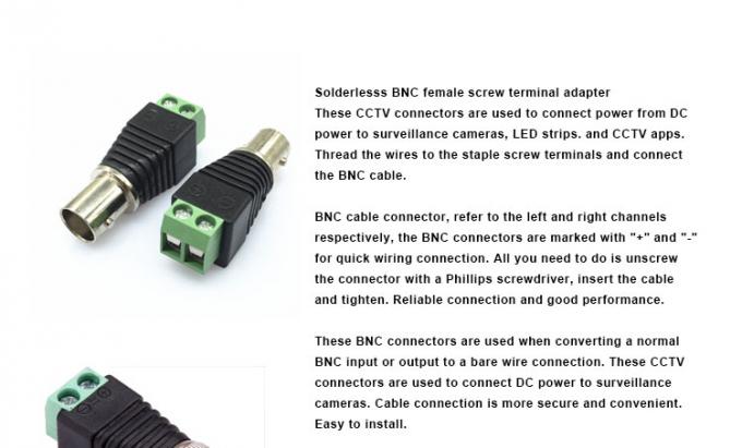 Solderless Screw Terminal BNC Female Male Connector Adapter for CCTV Camera Monitor Video Recorder 0