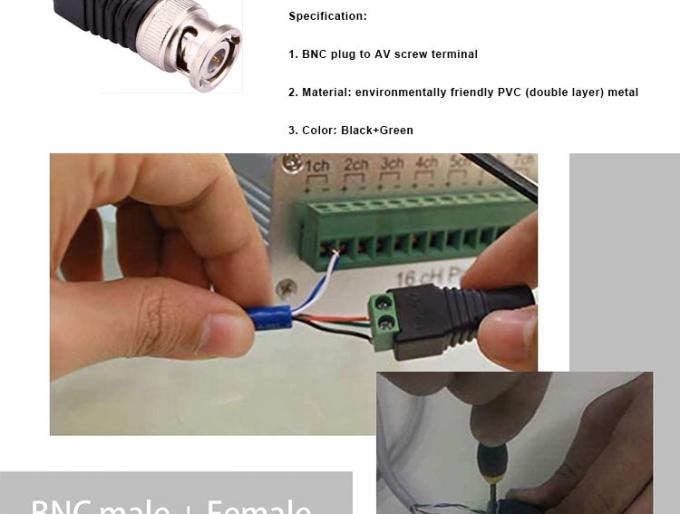 Solderless Screw Terminal BNC Female Male Connector Adapter for CCTV Camera Monitor Video Recorder 1