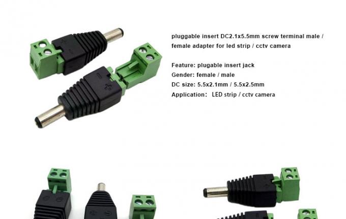 Solderless Insert Male Female 2.1 X 5.5mm DC Jack Connector Power Terminal Plug Adapter for LED Strip CCTV Camera 0