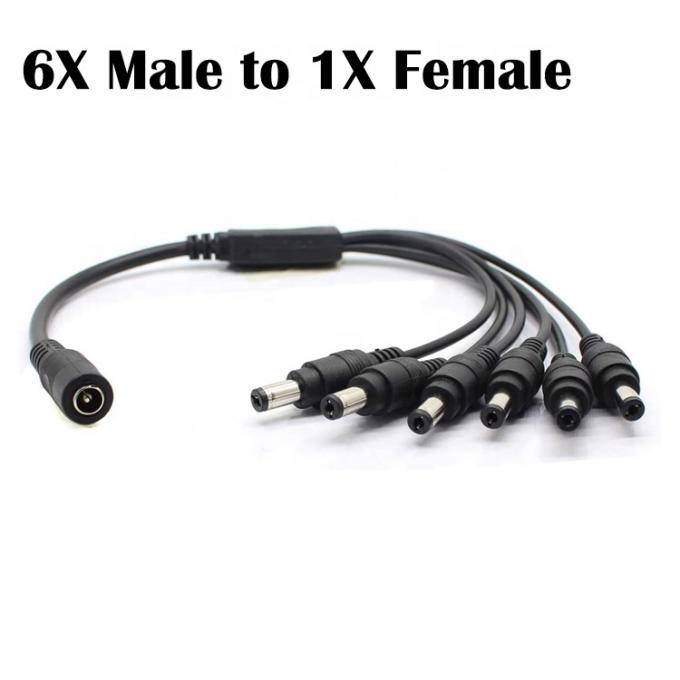 1 to 6 ways 1 Female to 6 Male 5.5x2.1 mm DC Power Supply Splitter Cable for CCTV Camera LED Strip 4