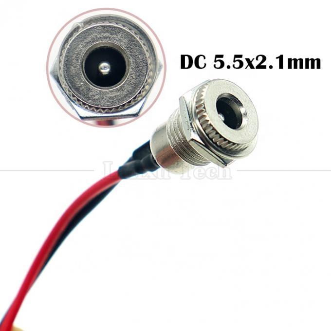 10cm 18AWG 5A Panel Mount DC 099 Female Socket 5.5x2.1mm 2.5mm Metal Threaded Connector to Open Tinned Wires End Cable 2