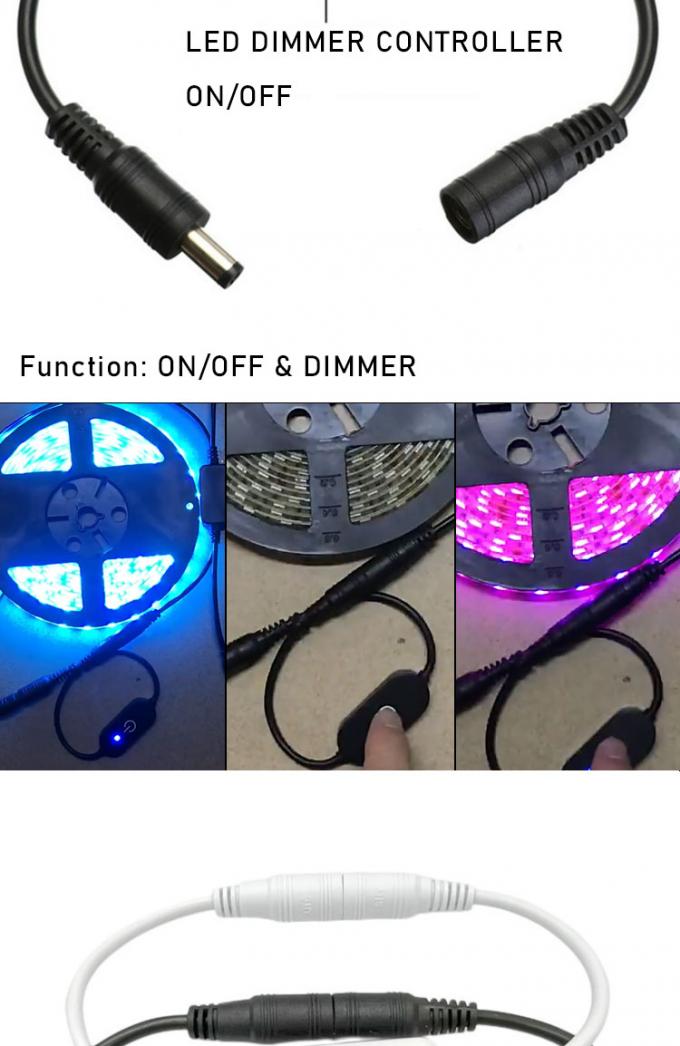 12v 24v Touch Controller Male to Female DC 5.5x2.1mm on off Dimmer Switch for LED Strip Lights 2