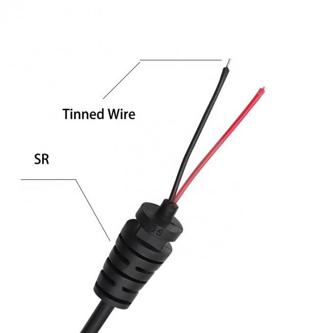 CUSTOM DC Barrel Jack Male 2.1X5.5mm to Stripped Tinned Wire Pigtail Bare End Cable with SR Grommet 2