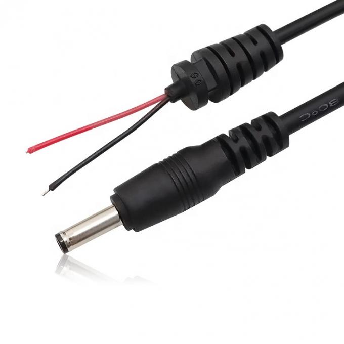 CUSTOM DC Barrel Jack Male 2.1X5.5mm to Stripped Tinned Wire Pigtail Bare End Cable with SR Grommet 5