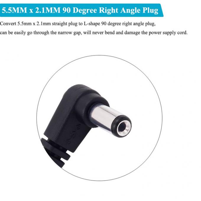 90 Degree Angle Male to Female Connector 5.5x2.1mm Barrel Jack DC Power Extension Cable 4