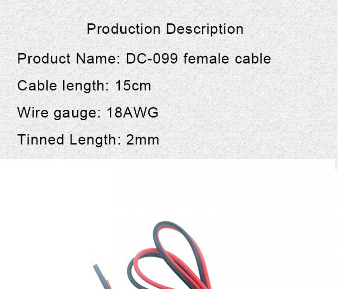 18AWG 10A Metal Threaded Female Socket Mount DC099 5.5x2.1mm 5.5x2.5mm Panel Mount Connector Pigtail DC Power Jack Cable 1