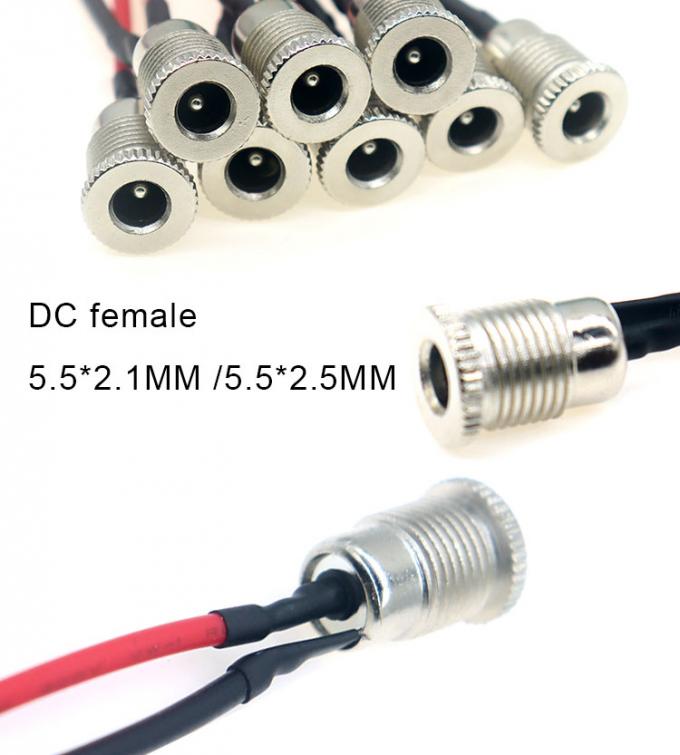 18AWG 10A Metal Threaded Female Socket Mount DC099 5.5x2.1mm 5.5x2.5mm Panel Mount Connector Pigtail DC Power Jack Cable 3