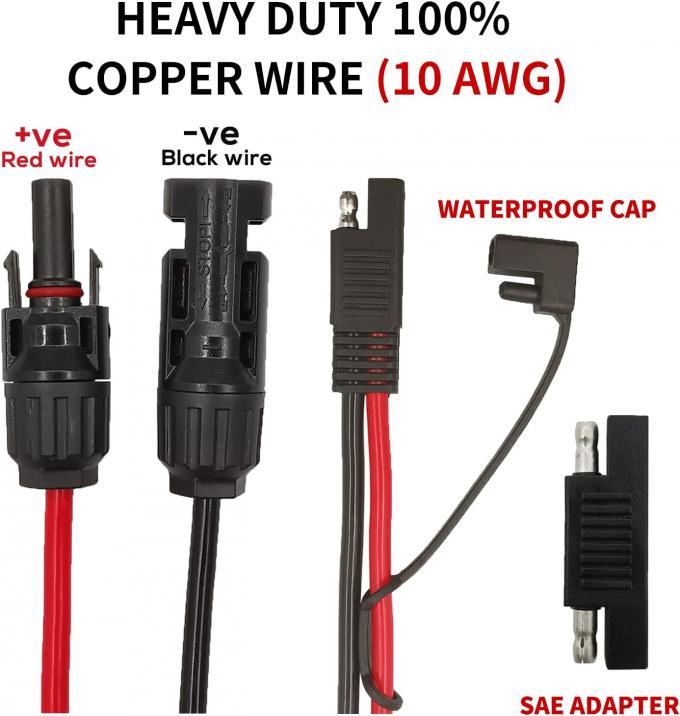 10AWG SAE to Solar Panel Adapter Extension Cable RV Solar Panel Connector Cable for RV Caravan Solar Panels Battery Charge 1