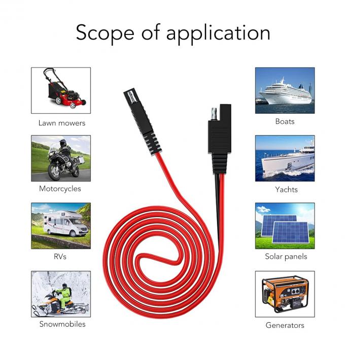 14AWG 2m SAE to SAE Power Automotive Extension Cable Quick Disconnect Wire Harness SAE Connector for Solar Battery 4