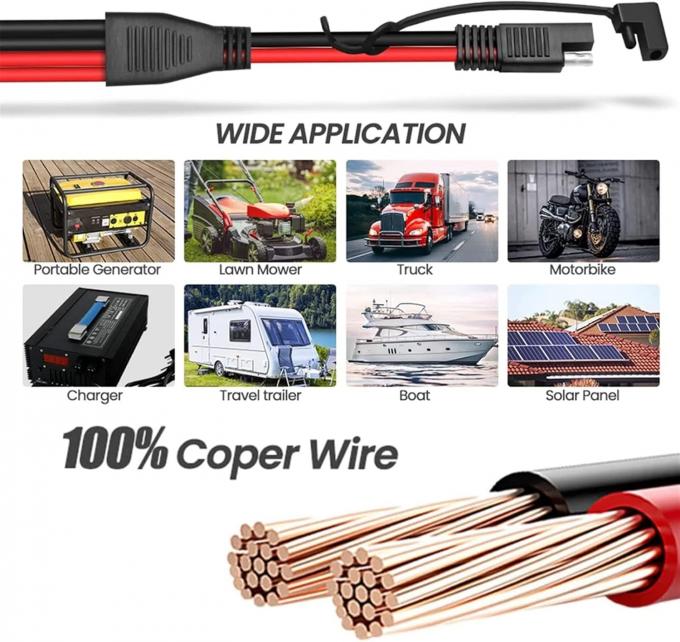 14AWG SAE DC Power Automotive Connector Cable Y Splitter 1 to 2 SAE Extension Cable for RV Caravan Solar Panels Battery Charge 5