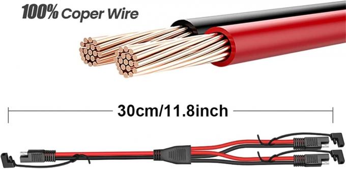 14AWG SAE DC Power Automotive Connector Cable Y Splitter 1 to 2 SAE Extension Cable for RV Caravan Solar Panels Battery Charge 3