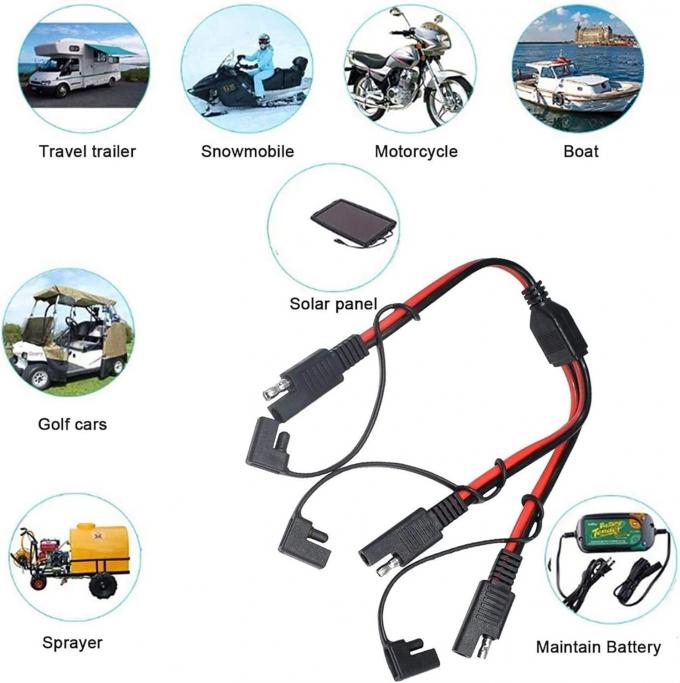 14AWG SAE DC Power Automotive Connector Cable Y Splitter 1 to 2 SAE Extension Cable for RV Caravan Solar Panels Battery Charge 6