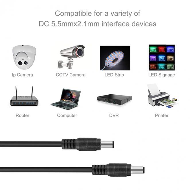 Male to Male 5.5x2.1mm DC Jack Extension Power Cable 1