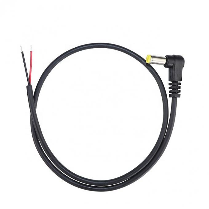 90 Degree Angle Male DC 2.1x5.5 Barrel Jack to Open Stripped Tinned Wire Bare End Cable 1