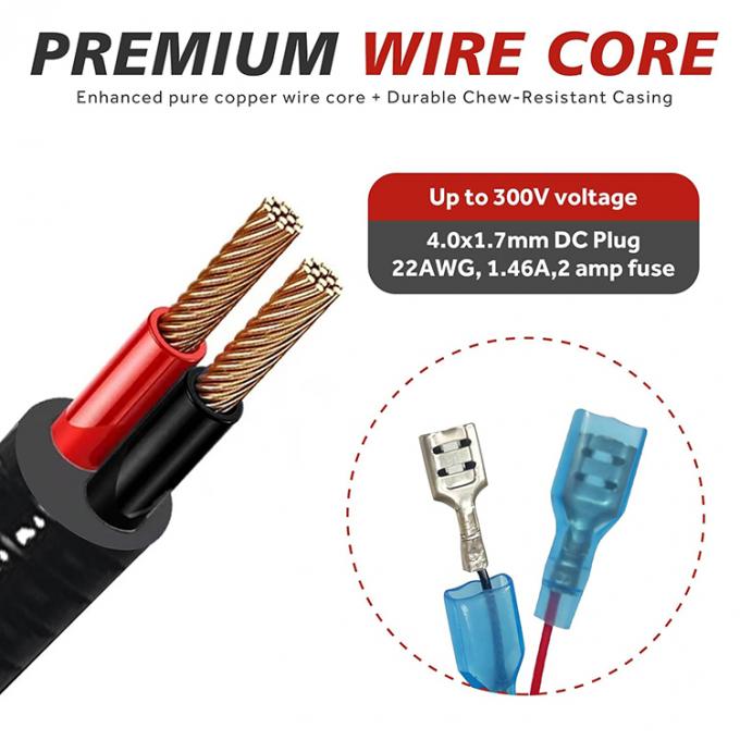 Ratproof Chew Proof Resistant Metal Jacket DC 5.5x2.1mm 4.0x1.7mm to Spade Connector Power Extension Cable for Trail Cameras 5