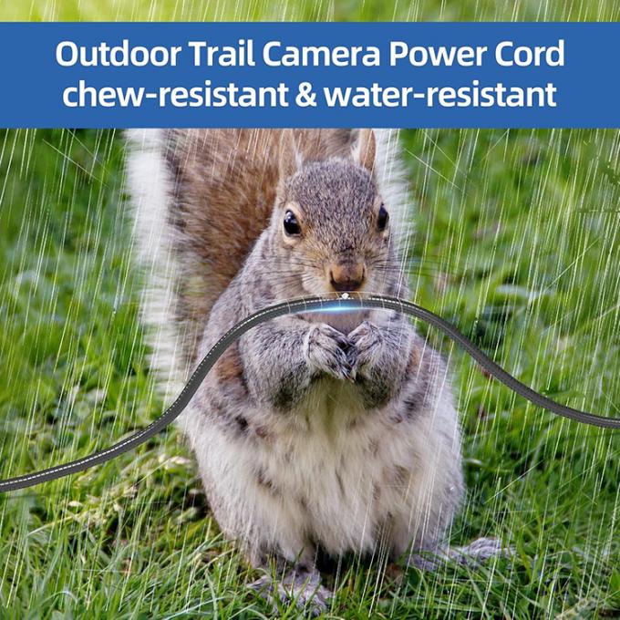 Ratproof Chew Proof Resistant Metal Jacket DC 5.5x2.1mm 4.0x1.7mm to Spade Connector Power Extension Cable for Trail Cameras 6