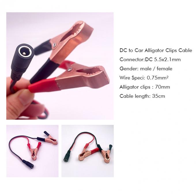 Male Female DC Jack Plug 5.5x2.1mm to Alligator Clips Car Charger Power Supply Cord Cable 1
