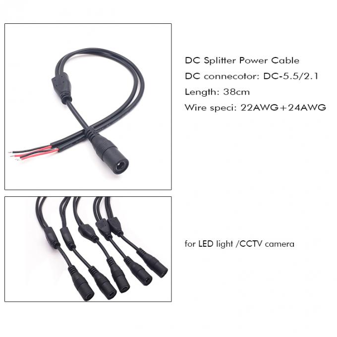 DC Male Female 5.5x2.1mm Jack Splitter Power Extension Cable for LED Light CCTV Camera 5