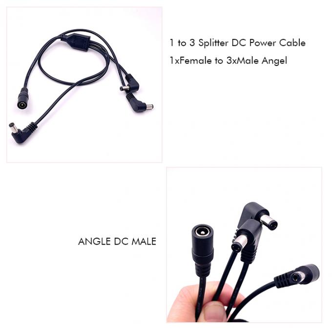 1 Female to 3 Angle Male Ways DC Splitter Power Extension Cable for CCTV Security Camera 1