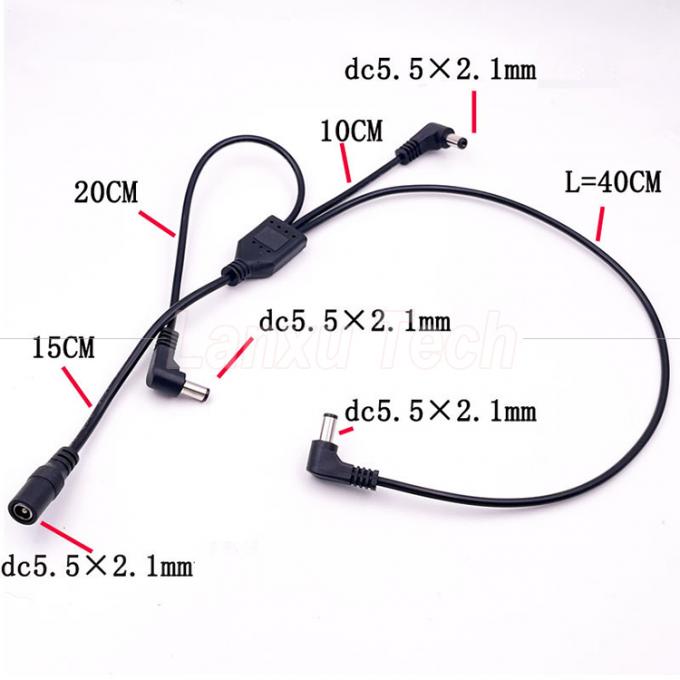 1 Female to 3 Angle Male Ways DC Splitter Power Extension Cable for CCTV Security Camera 3
