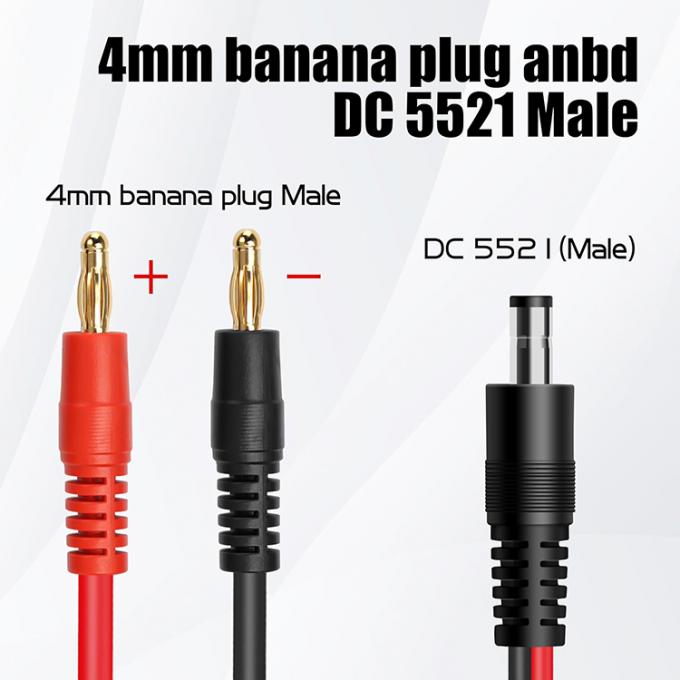 12v DC 5.5mm X 2.1mm Male to 4mm Banana Plugs Cable 4