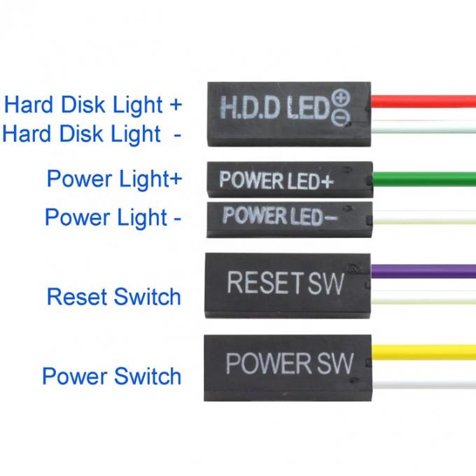 PC Case Computer Motherboard HDD Reset ATX Switch on off Power Cable with Led Light 3