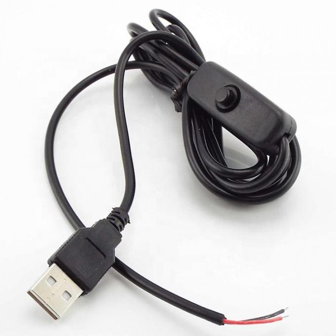 1m White Black Led Strip Power on off Button USB Type A Switch Extension Cable 2