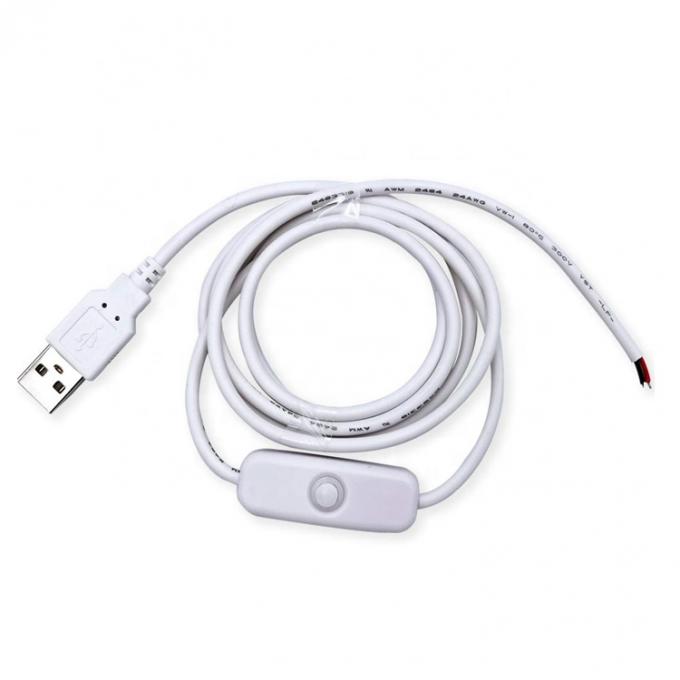 1m White Black Led Strip Power on off Button USB Type A Switch Extension Cable 3