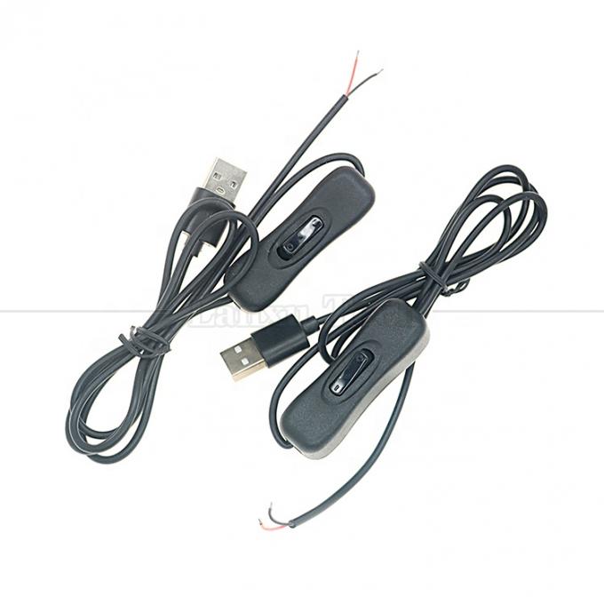 Power ON OFF 1M USB A Male to Open Tinned Bare Wire Charger Cable with 304 Switch Button 1