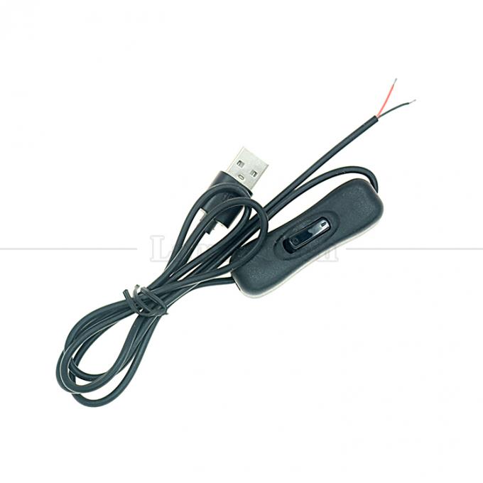 Power ON OFF 1M USB A Male to Open Tinned Bare Wire Charger Cable with 304 Switch Button 5