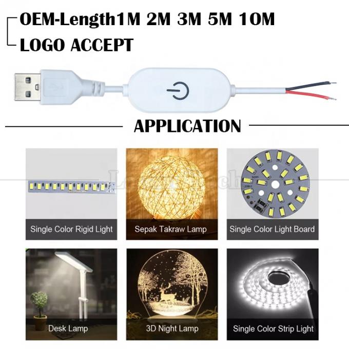 5V Stepless Touch Switch USB to Open Wires End on off Dimmer Cable for Led Strip Light Lamp 1